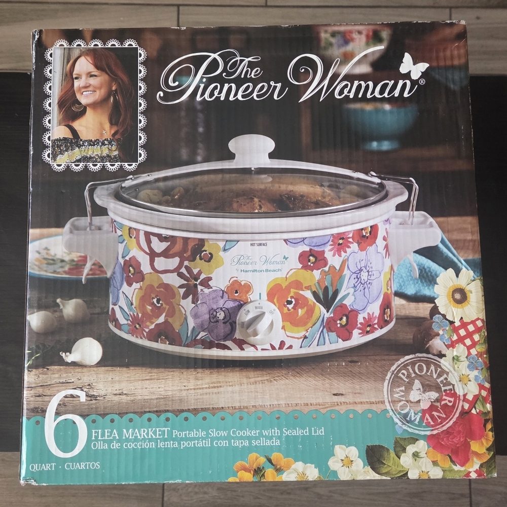 RARE The Pioneer Woman 6 QT Flea Market Portable Slow Cooker W/ Sealed Lid NEW